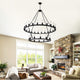 48-Inch Black Wagon Wheel ChandelierZ: 2-Tier 36-Light Farmhouse Pendant Light