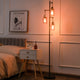 Retro 3-Head Floor Lamp: Hanging Amber Glass Shades & Foot Switch