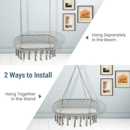 2-person Macrame Hammock Chair With Cushion