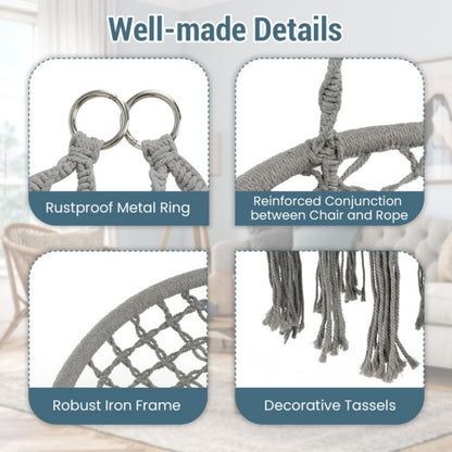 2-person Macrame Hammock Chair With Cushion