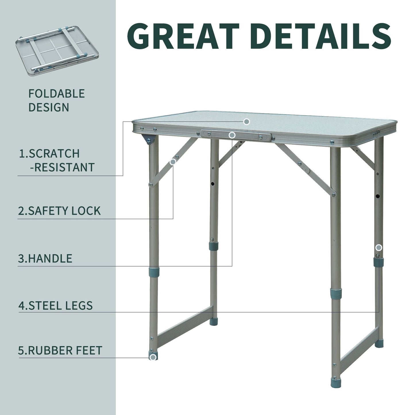  23in Adjustable Camping Table