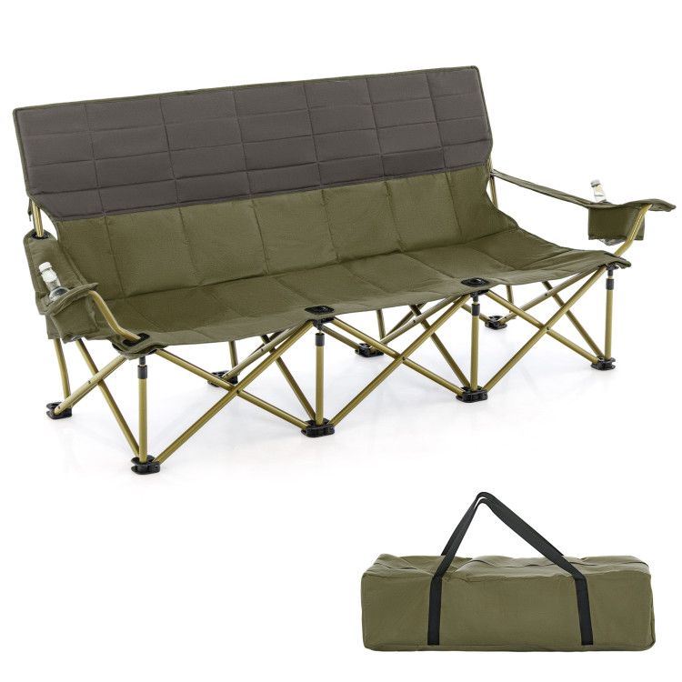 3-person Folding Camping Chair Padded Couch