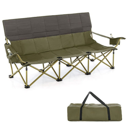 3-person Folding Camping Chair Padded Couch
