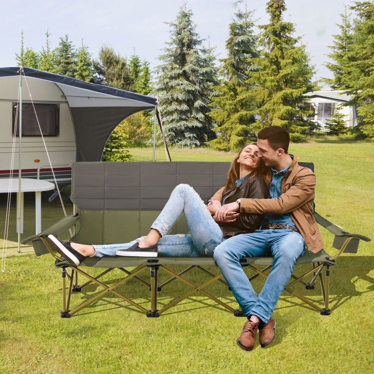 3-person Folding Camping Chair Padded Couch