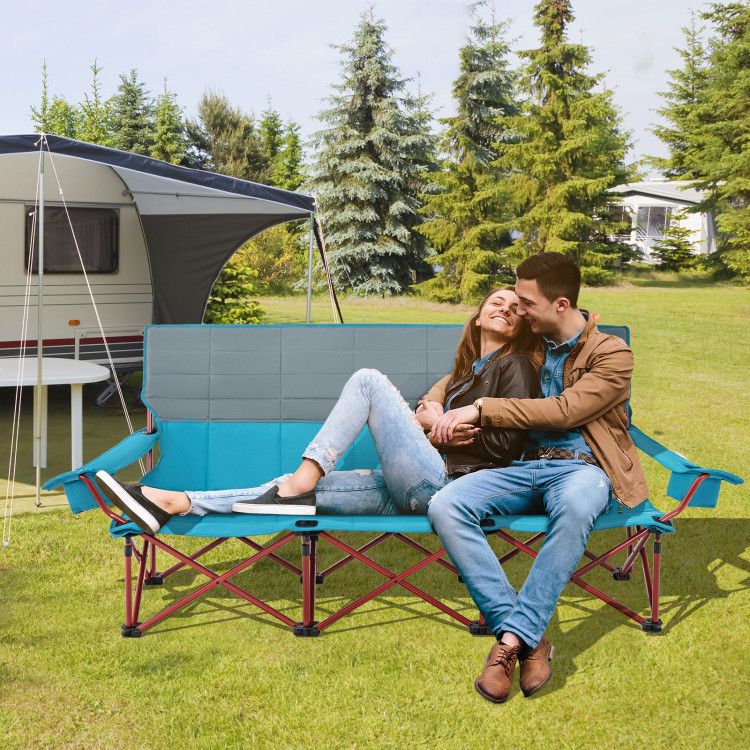 3-person Folding Camping Chair Padded Couch