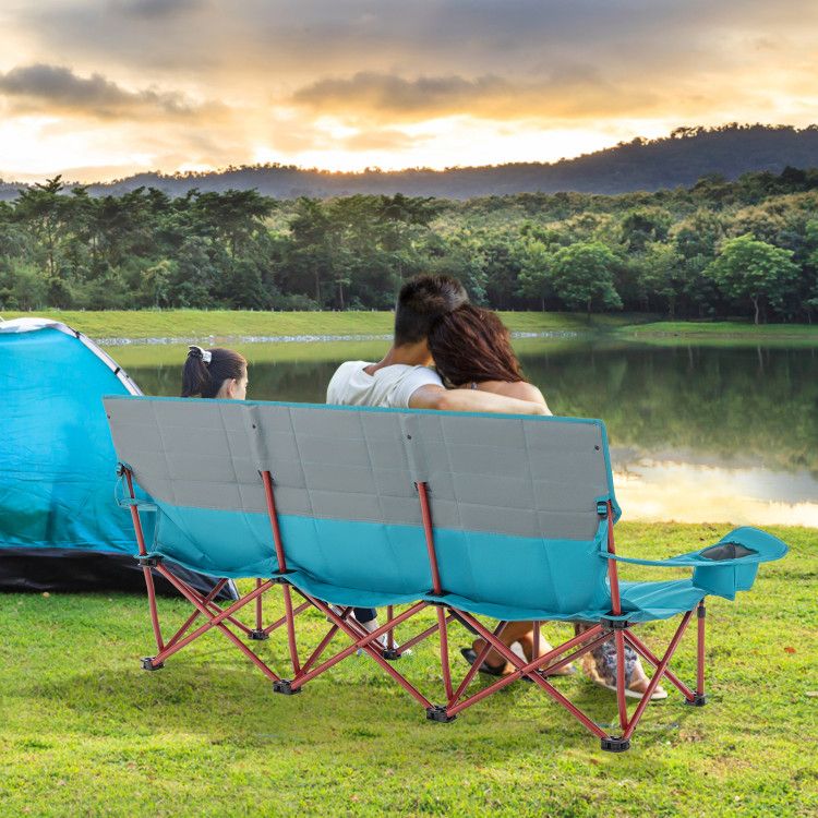 3-person Folding Camping Chair Padded Couch