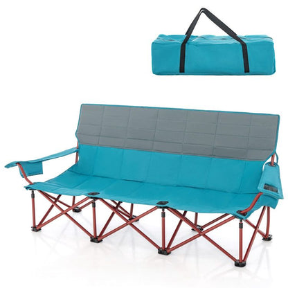 3-person Folding Camping Chair Padded Couch