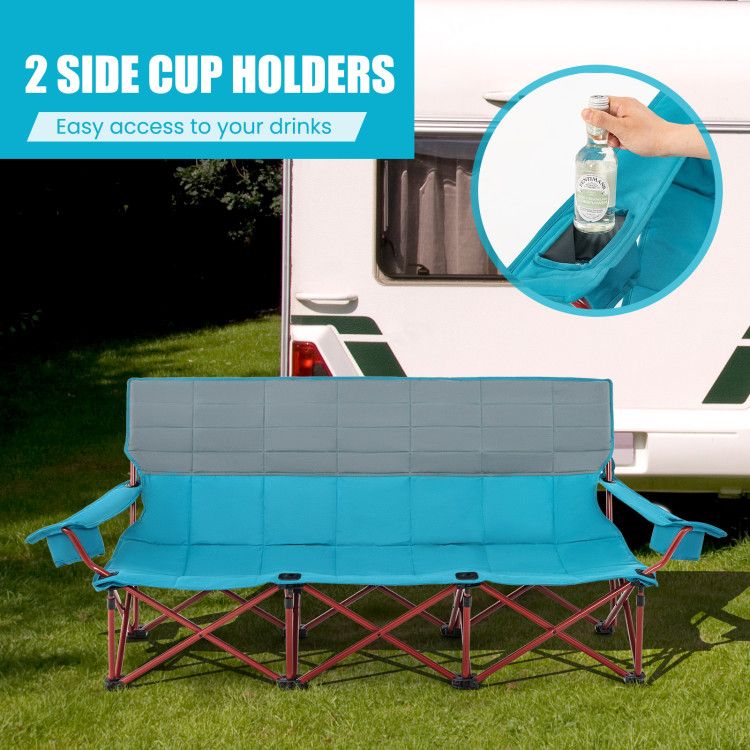 3-person Folding Camping Chair Padded Couch