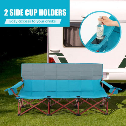 3-person Folding Camping Chair Padded Couch