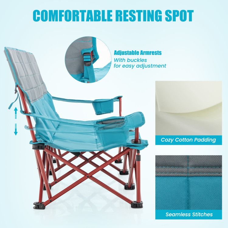 3-person Folding Camping Chair Padded Couch