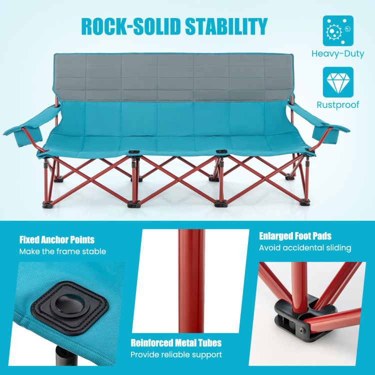 3-person Folding Camping Chair Padded Couch