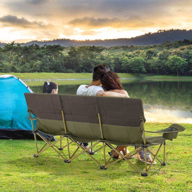 3-person Folding Camping Chair Padded Couch