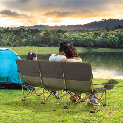 3-person Folding Camping Chair Padded Couch
