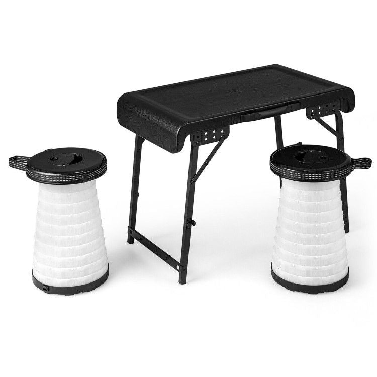 3-piece Folding Camping Table Stool Set 
