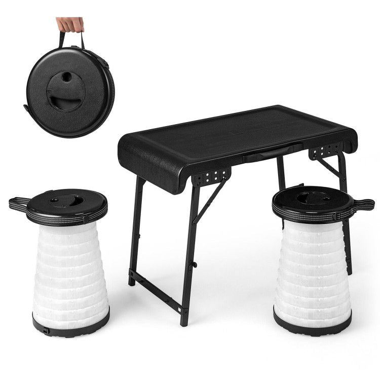 3-piece Folding Camping Table Stool Set 