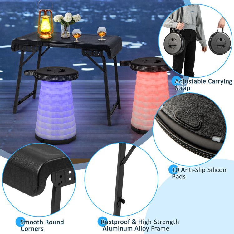 3-piece Folding Camping Table Stool Set 
