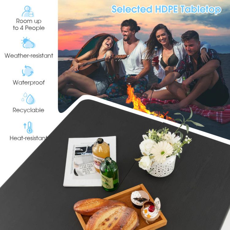34in Folding Camping Table Hdpe Steel Frame