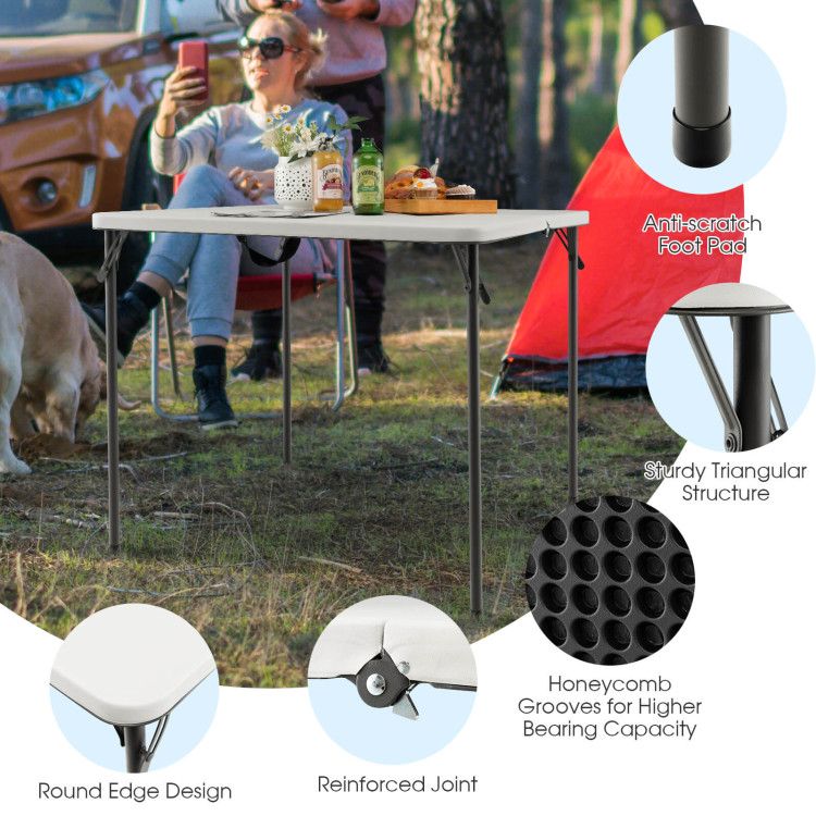 34in Folding Camping Table Hdpe Steel Frame