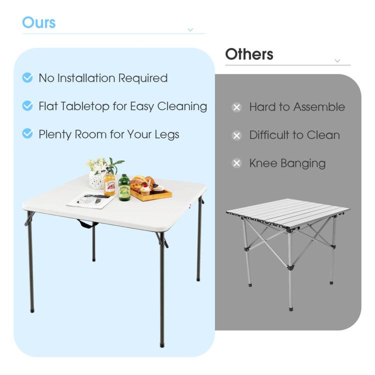 34in Folding Camping Table Hdpe Steel Frame