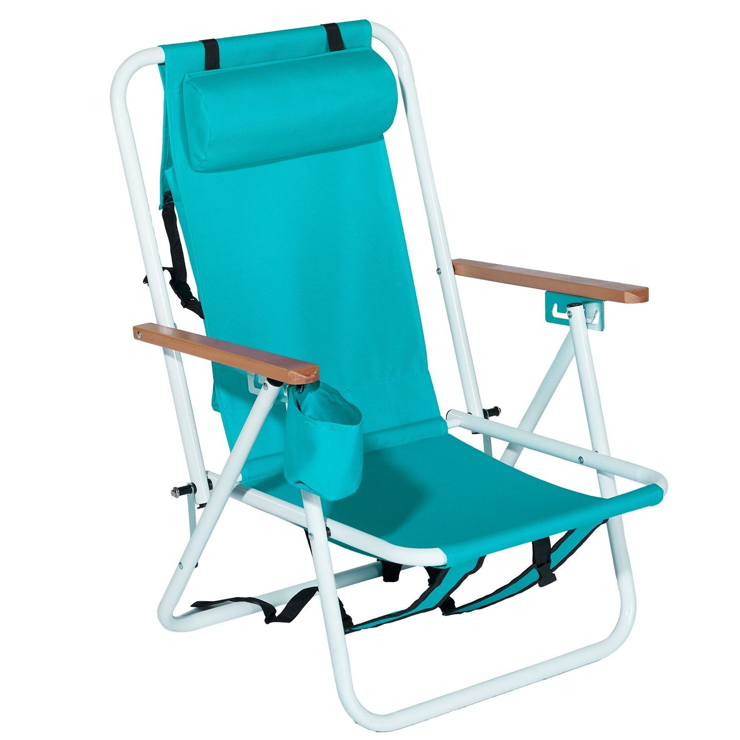 4-position Folding Beach Chair With Headrest and Backpack