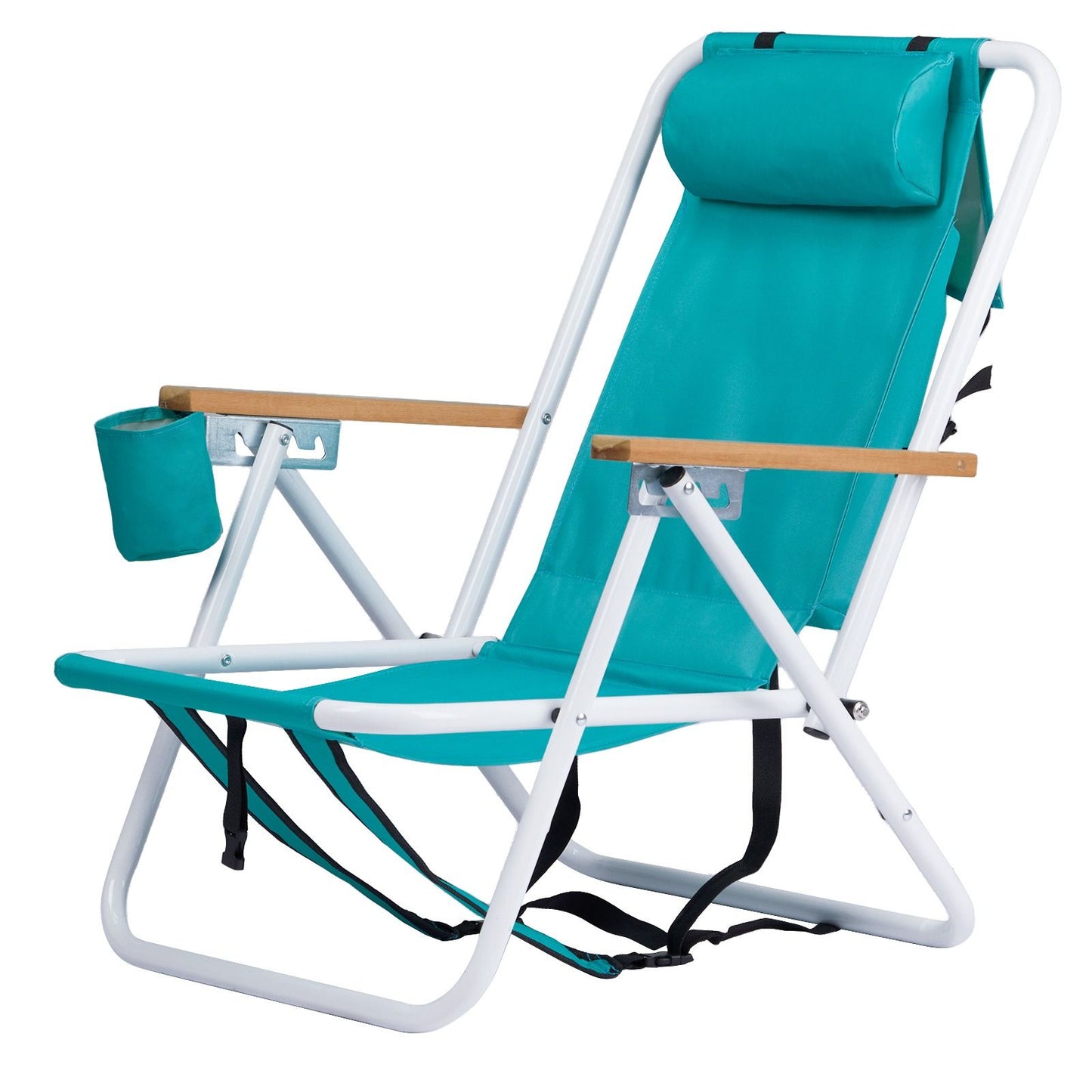 4-position Folding Beach Chair With Headrest and Backpack