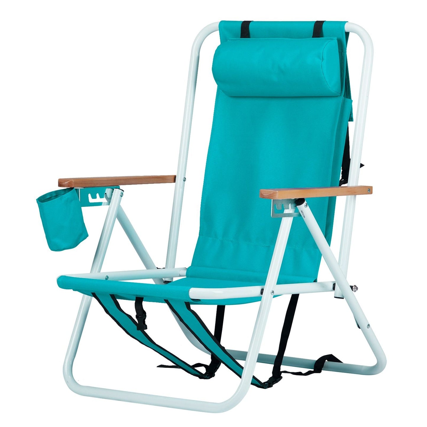 4-position Folding Beach Chair With Headrest and Backpack