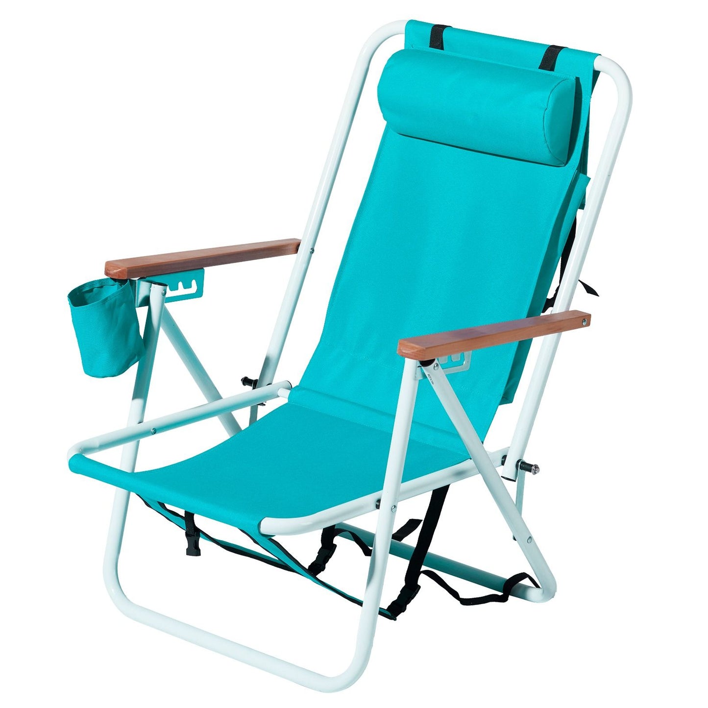 4-position Folding Beach Chair With Headrest and Backpack