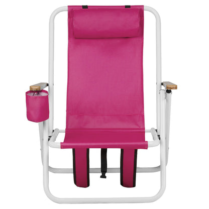 4-position Folding Beach Chair With Headrest and Backpack