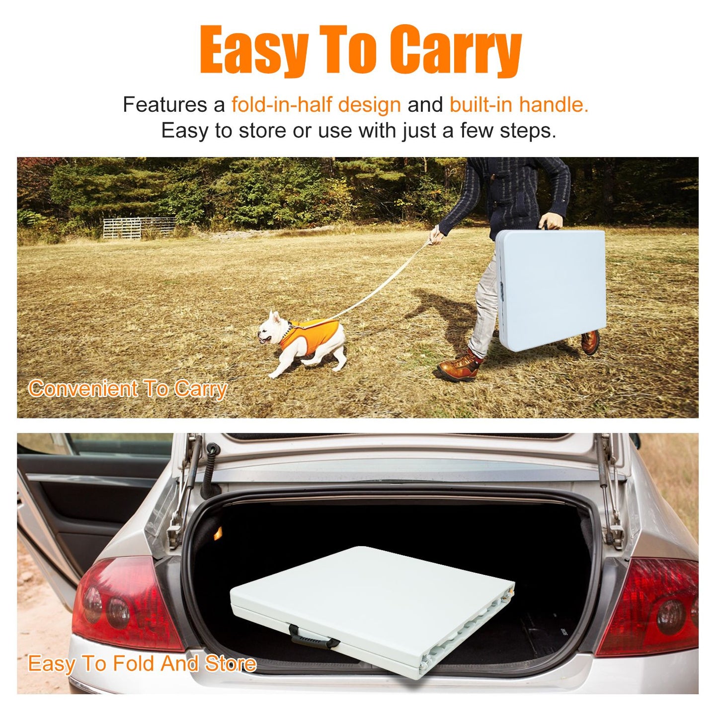 4ft Portable Folding Table Heavy Duty Indoor Outdoor