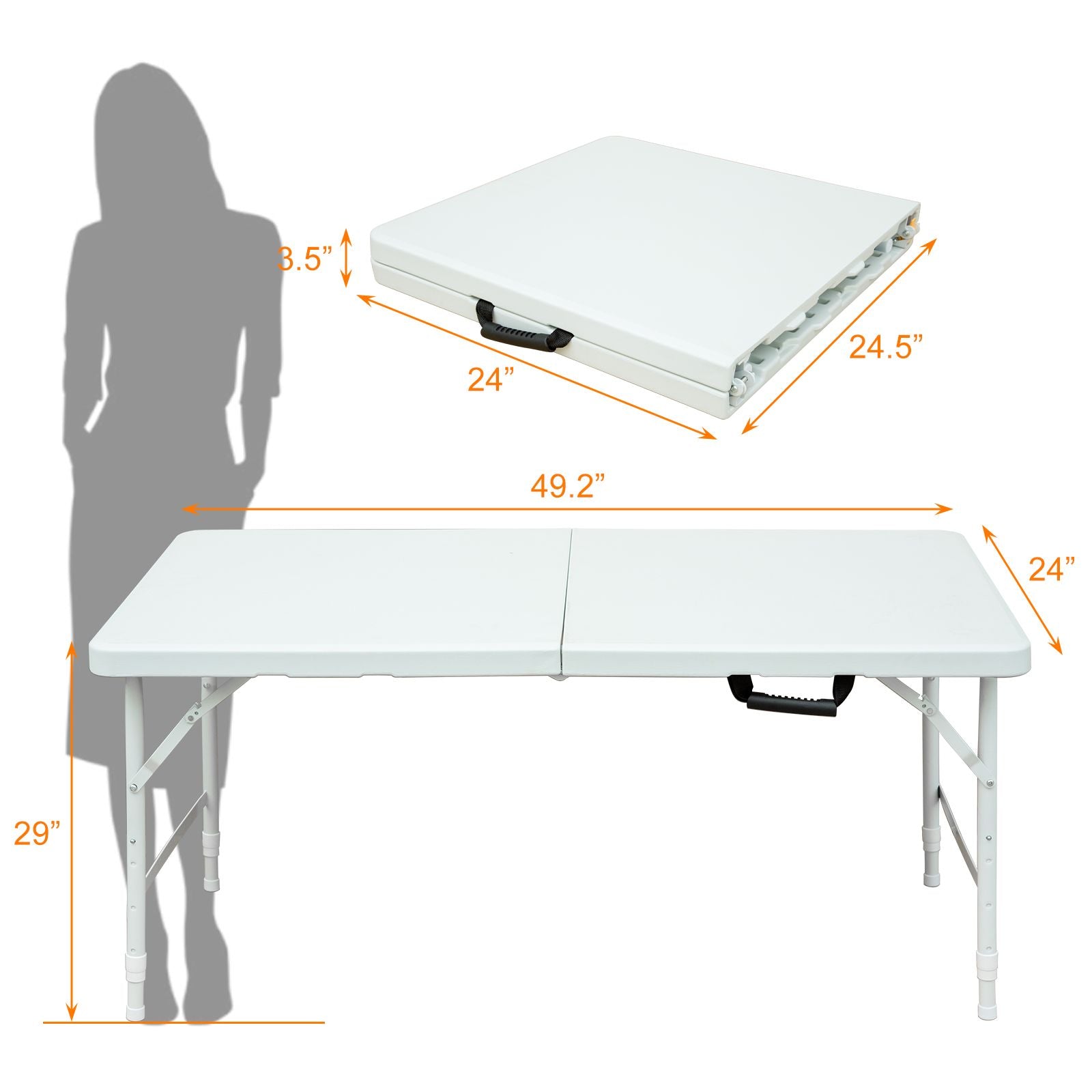 4ft Portable Folding Table Heavy Duty Indoor Outdoor