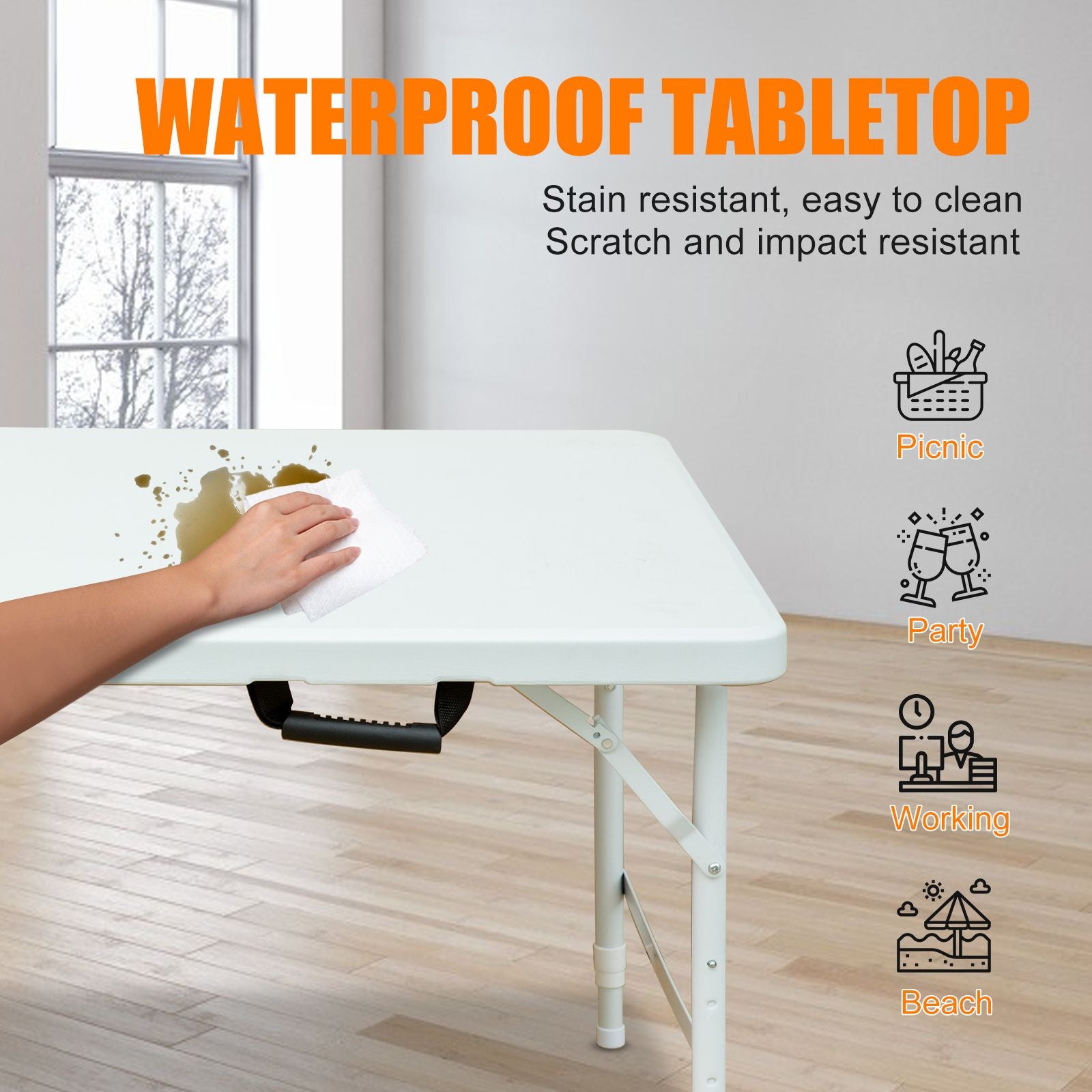 4ft Portable Folding Table Heavy Duty Indoor Outdoor
