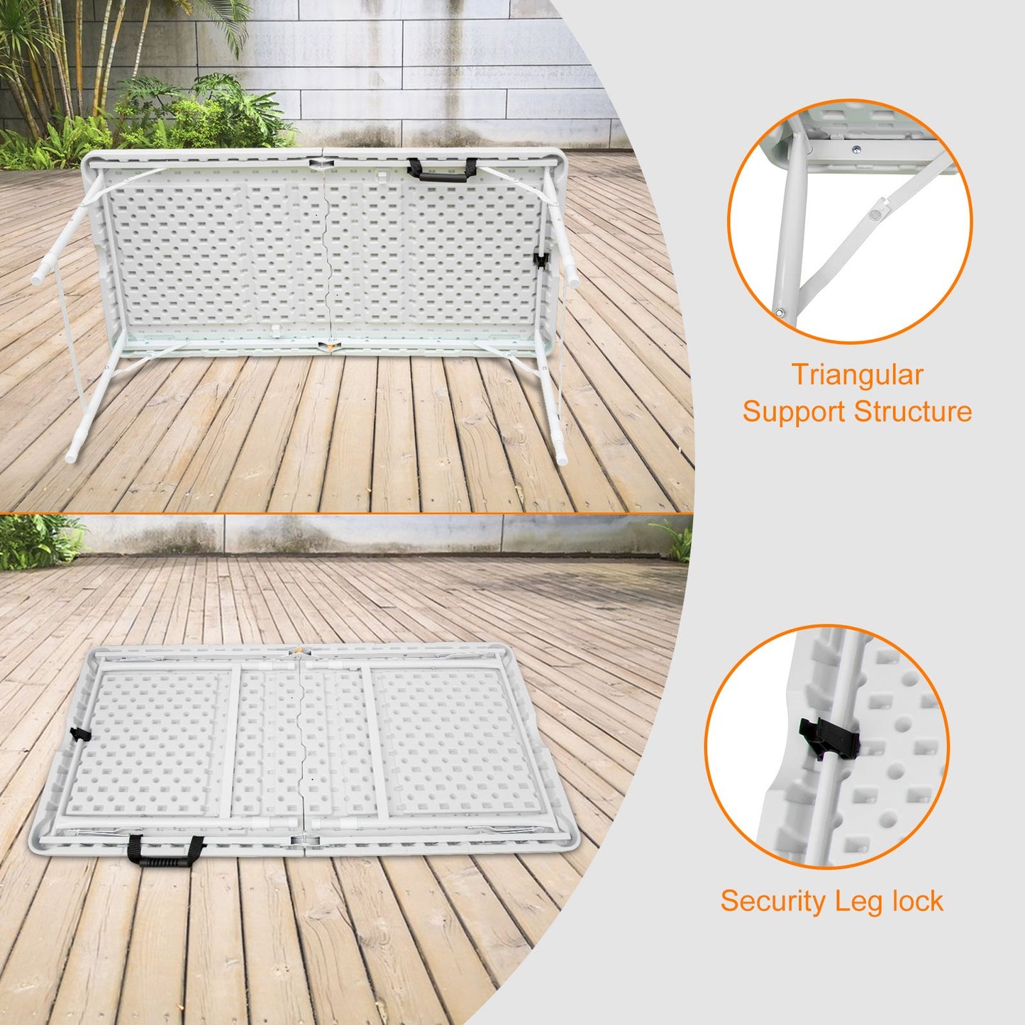 4ft Portable Folding Table Heavy Duty Indoor Outdoor