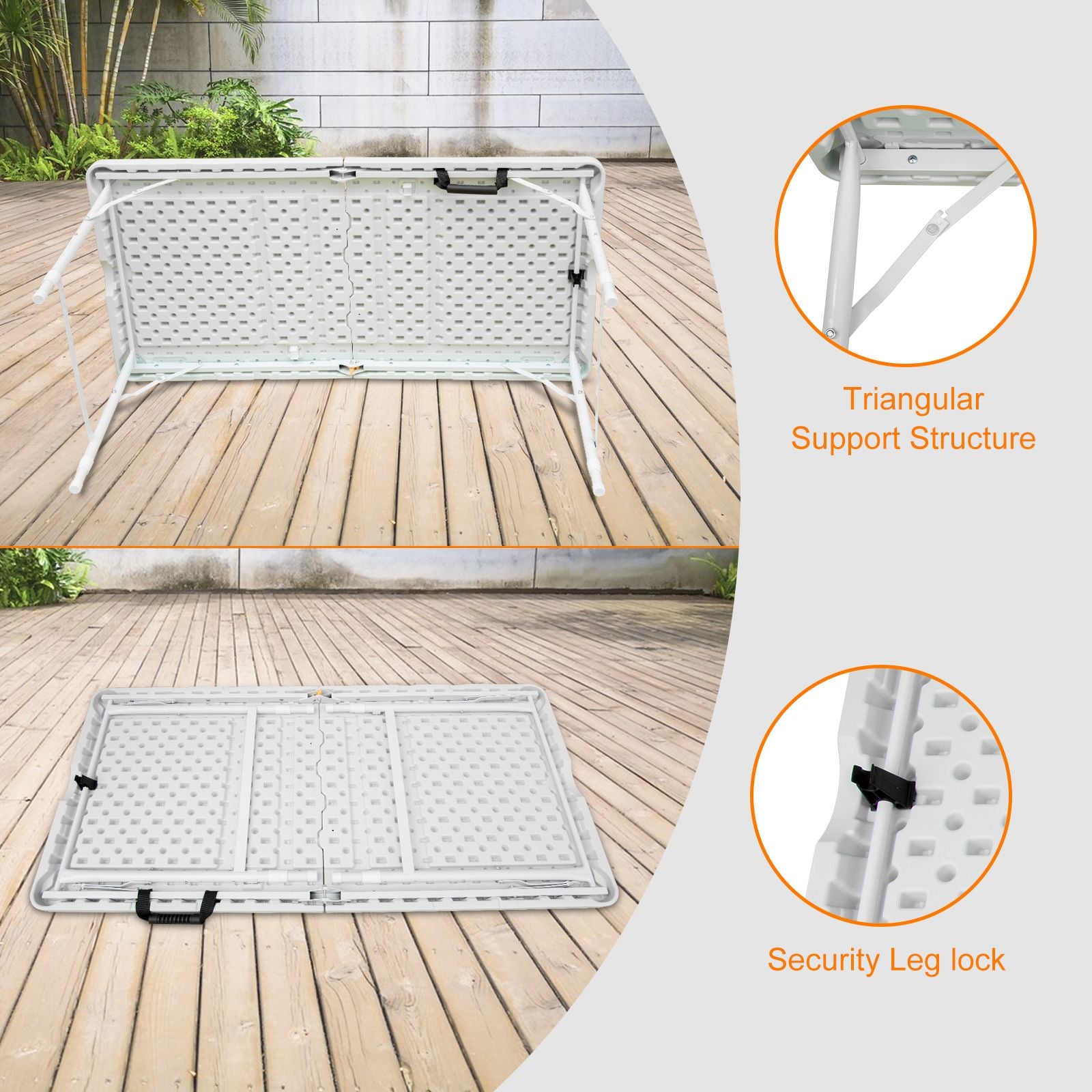 4ft Portable Folding Table Heavy Duty Indoor Outdoor