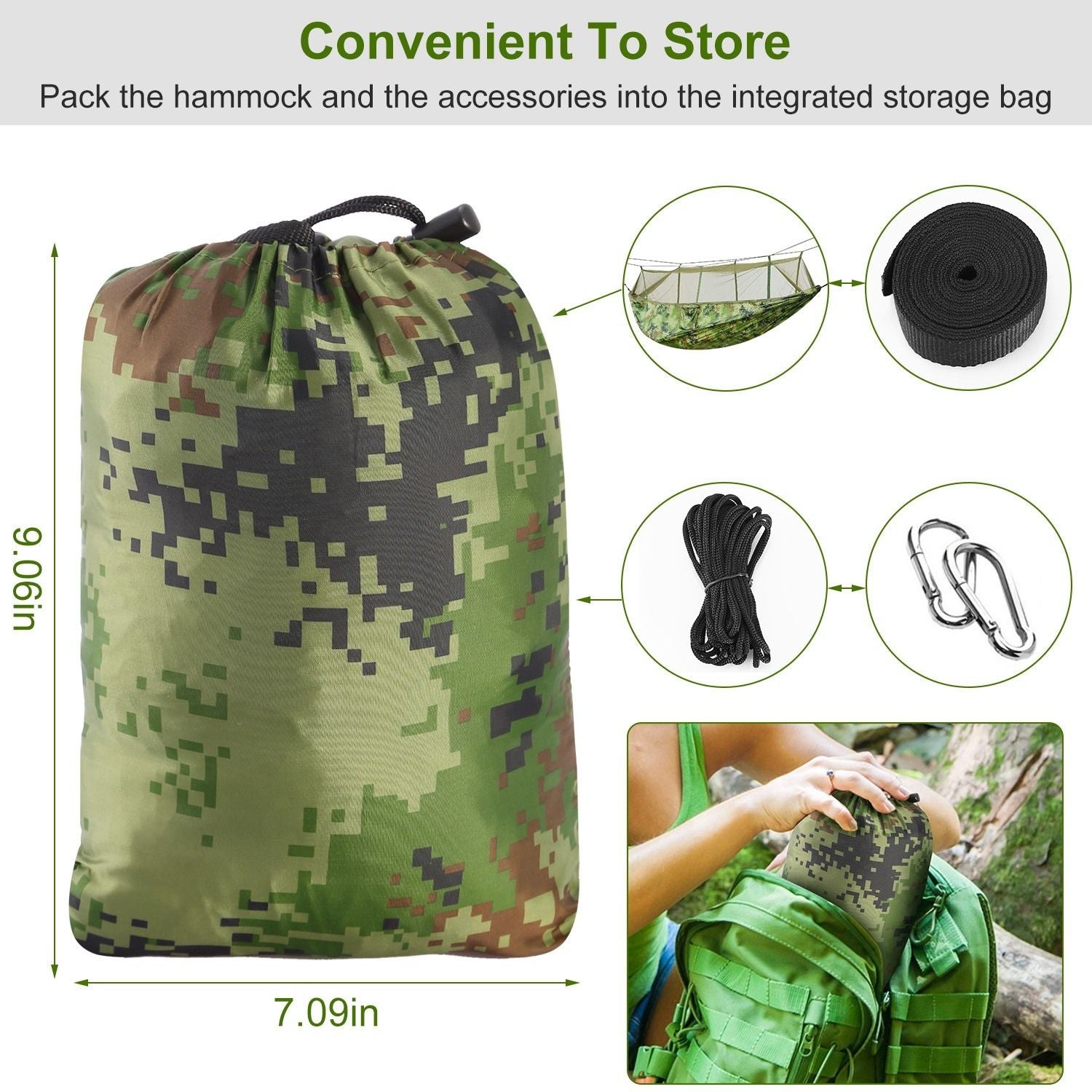 600lbs Load 2-person Hammock With Mosquito Net Portable Nylon