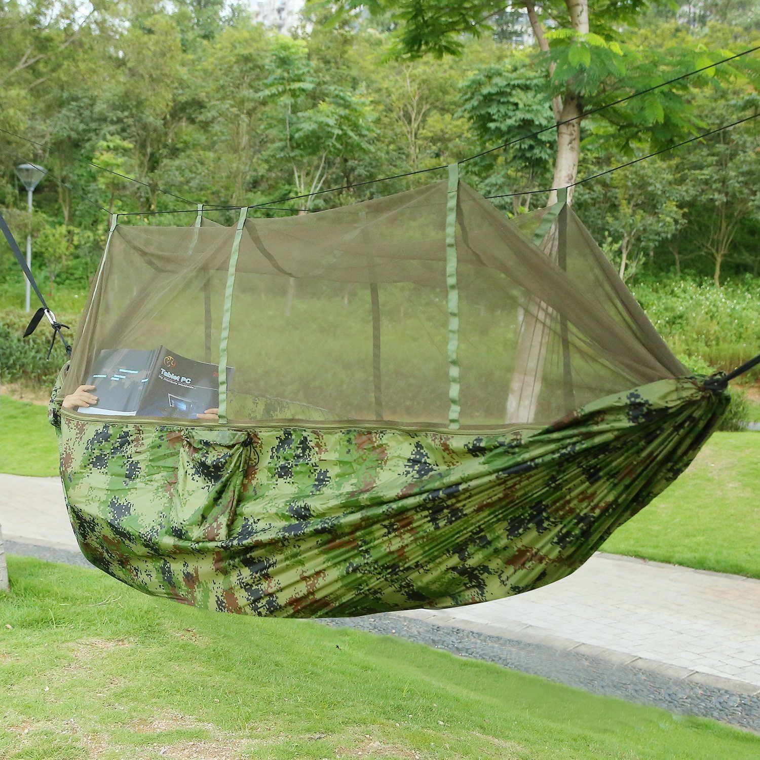 600lbs Load 2-person Hammock With Mosquito Net Portable Nylon