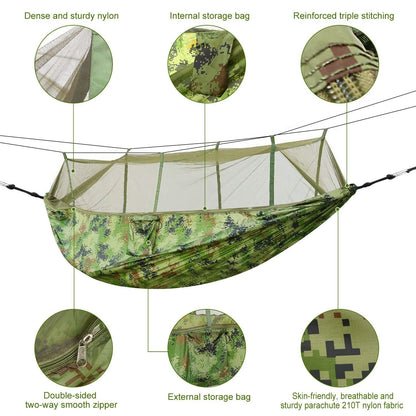 600lbs Load 2-person Hammock With Mosquito Net Portable Nylon