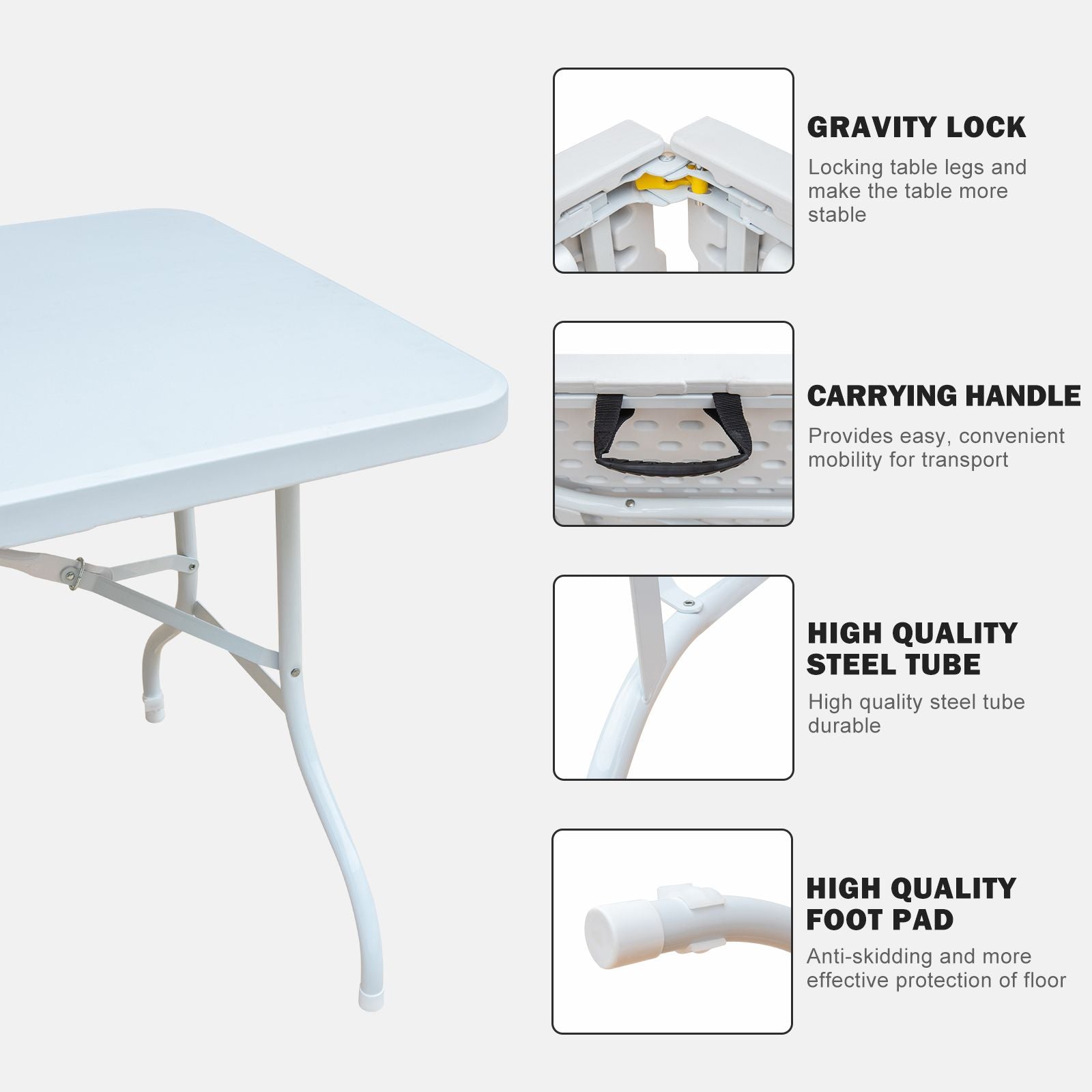 6ft Folding Plastic Table Portable High Load