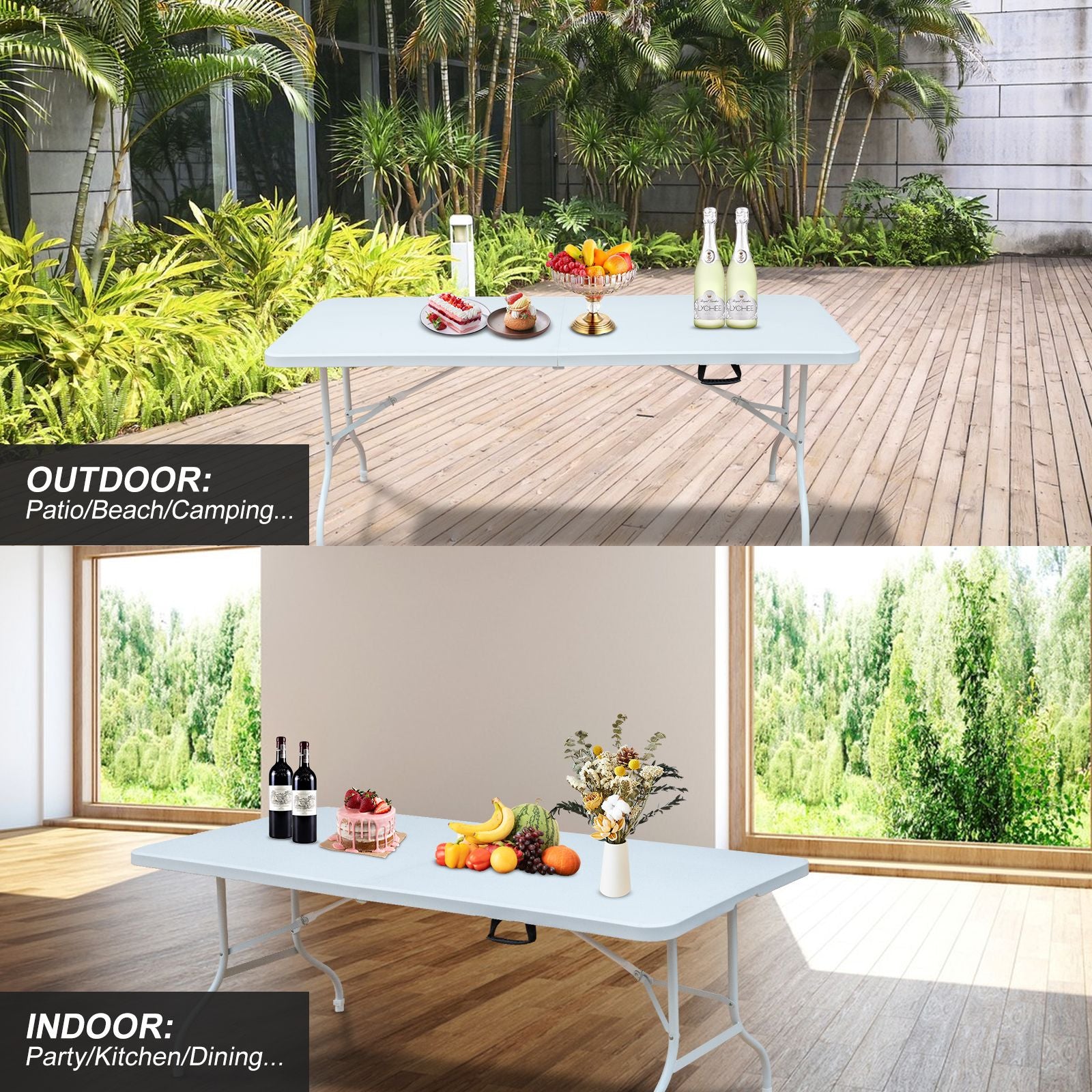 6ft Folding Plastic Table Portable High Load
