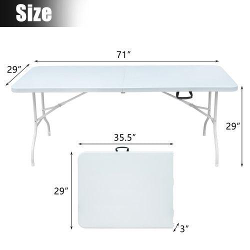 6ft Heavy Duty Folding Plastic Table White