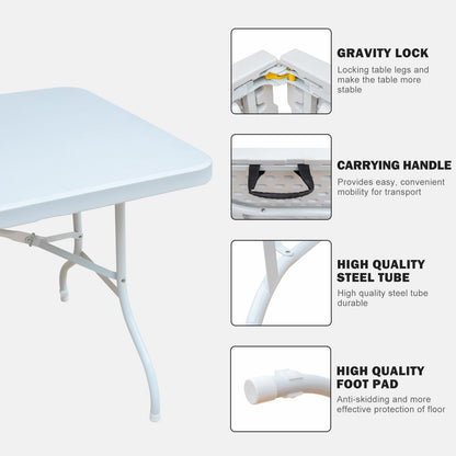 6ft Heavy Duty Folding Plastic Table White