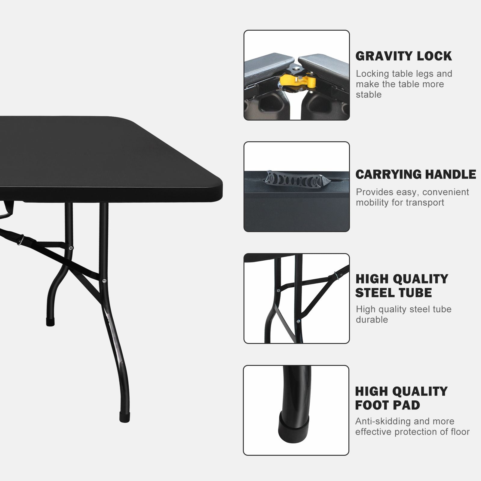8ft Folding Plastic Table Portable High Load