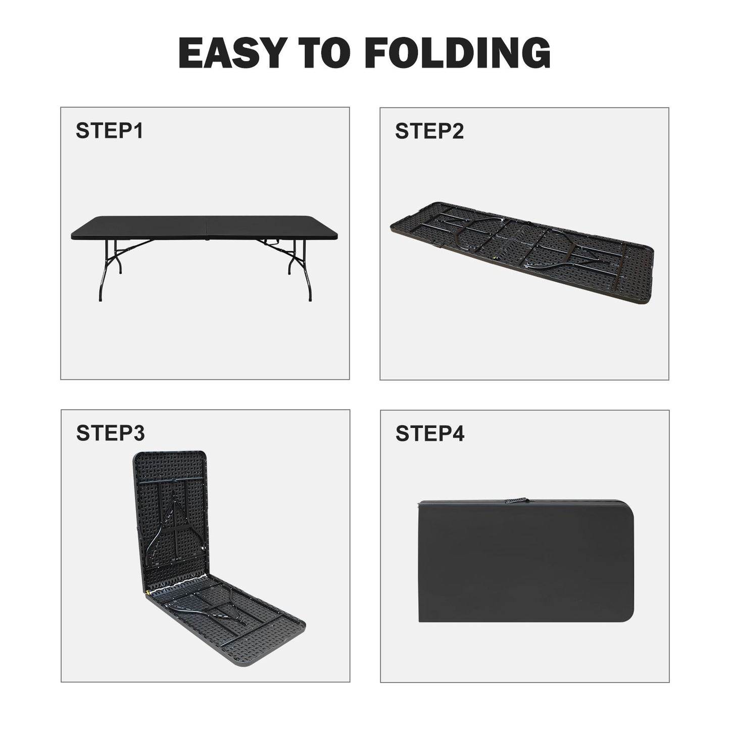8ft Folding Plastic Table Portable High Load