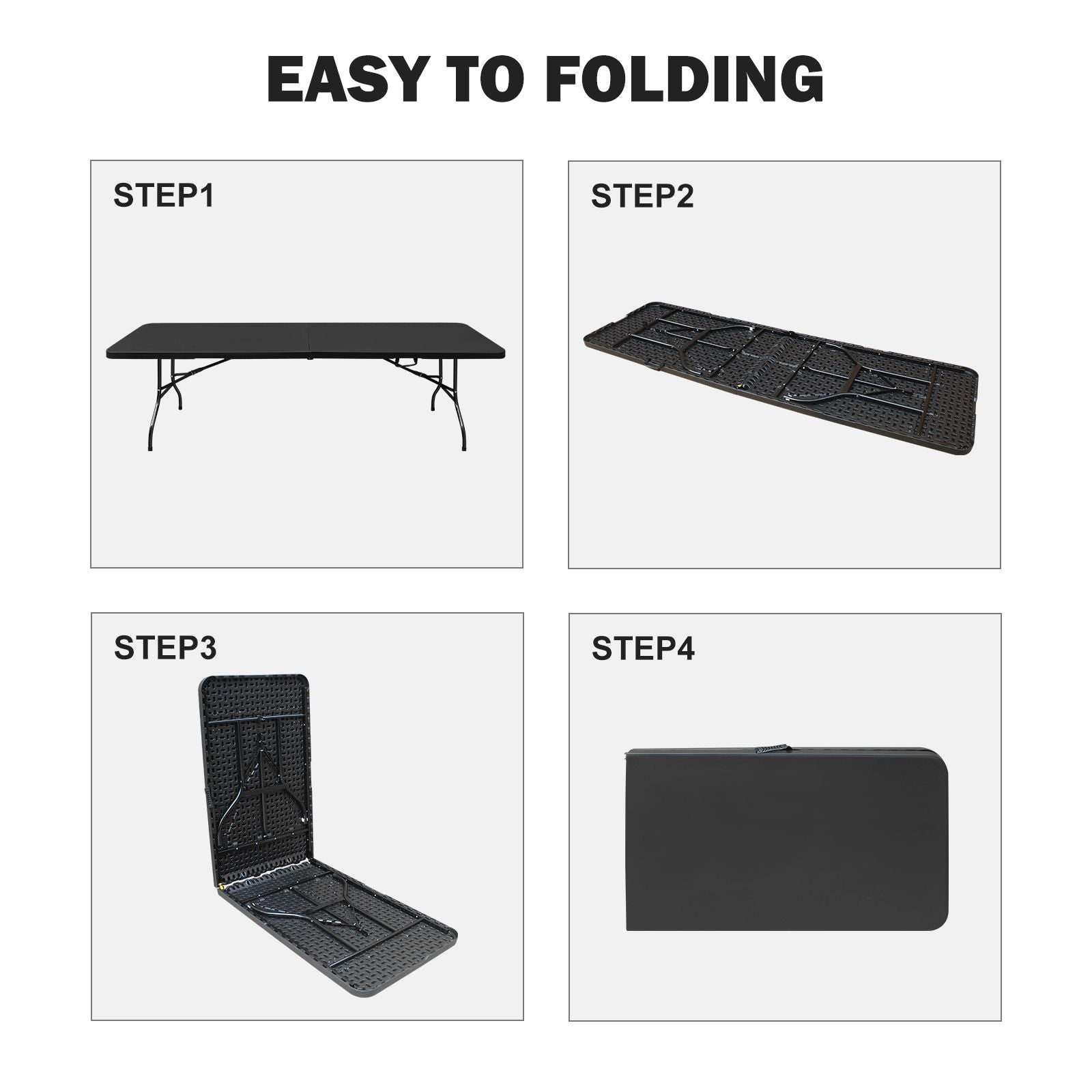 8ft Folding Plastic Table Portable High Load