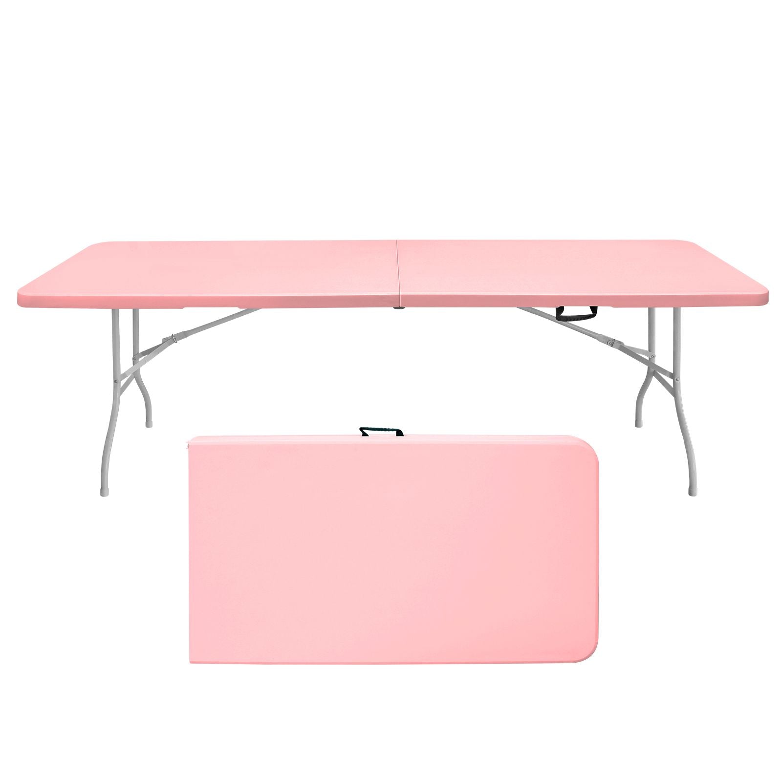 8ft Pink Folding Plastic Table Portable High Load