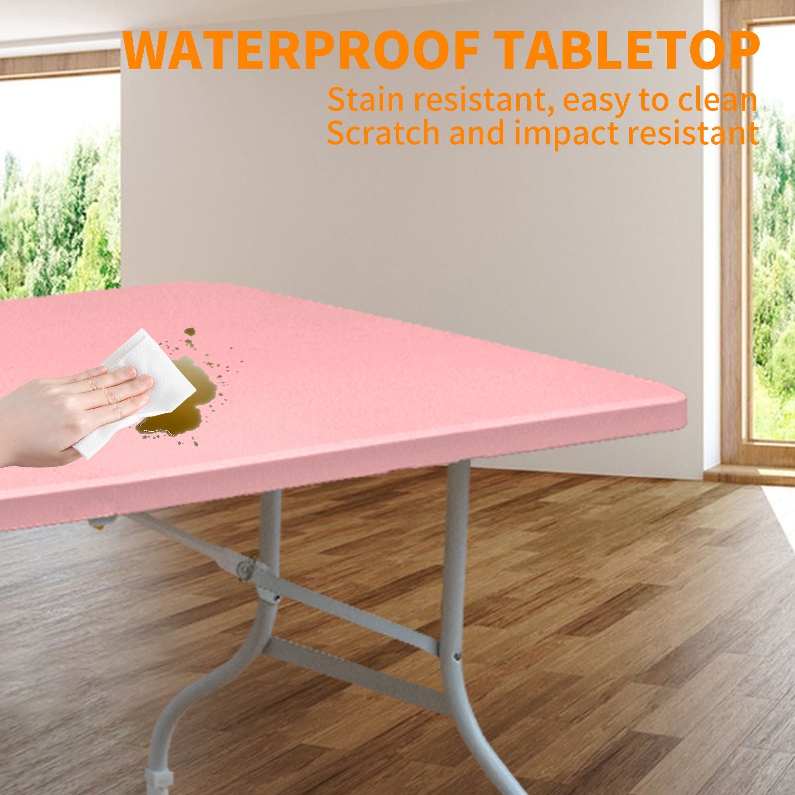 8ft Pink Folding Plastic Table Portable High Load