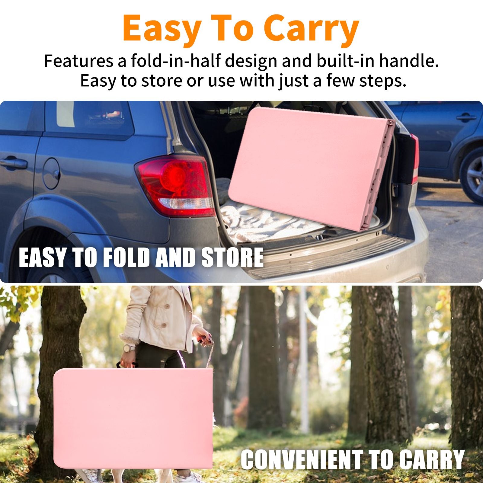 8ft Pink Folding Plastic Table Portable High Load