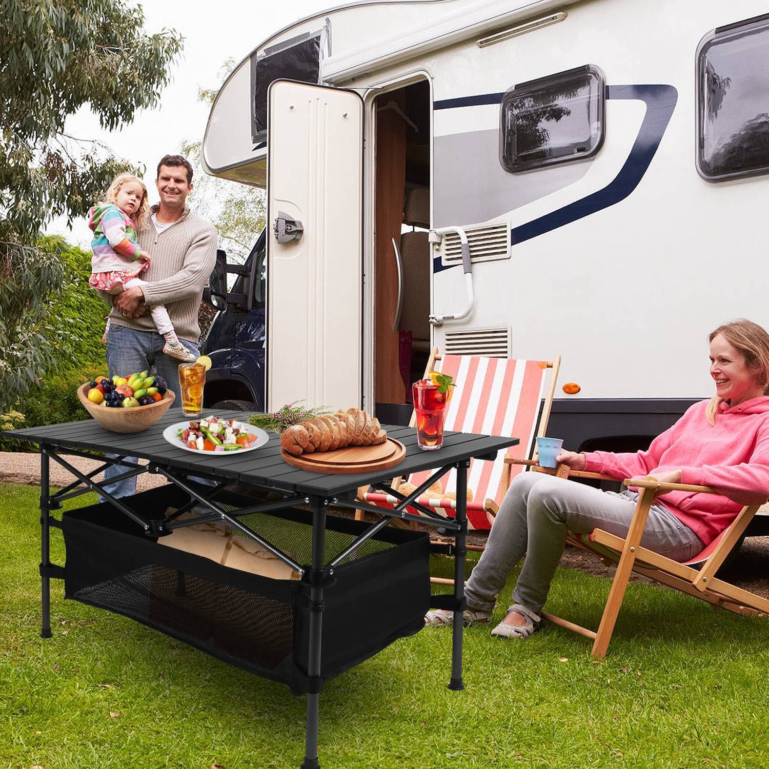 Aluminum Roll Up Camping Table Portable