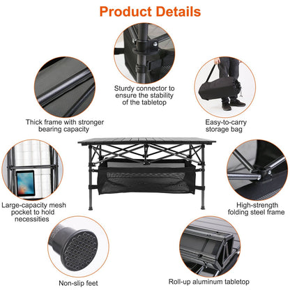 Aluminum Roll Up Camping Table Portable