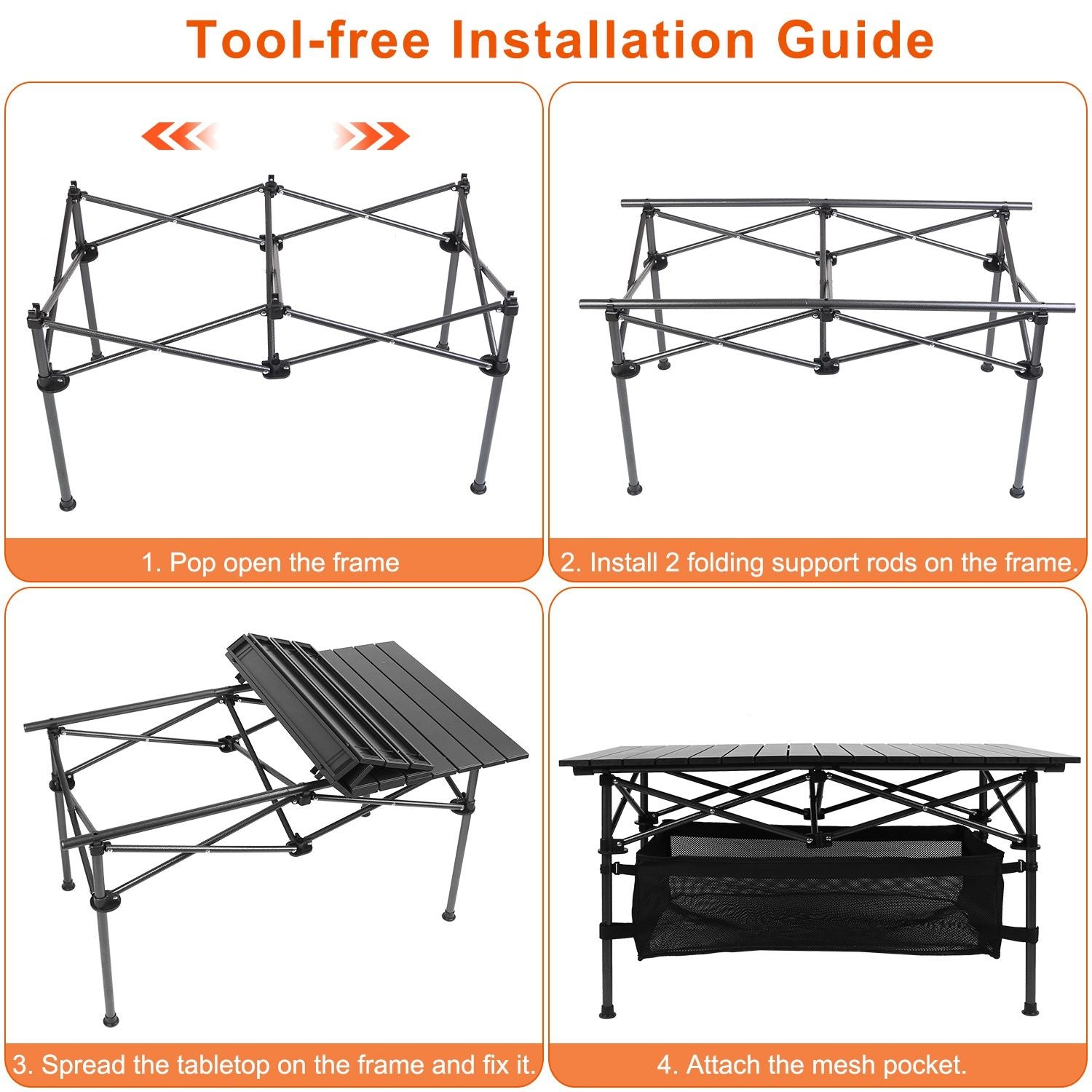Aluminum Roll Up Camping Table Portable