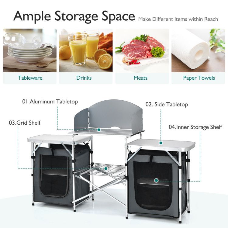 Best_Folding_Camping_Table_With_Storage_Organizer